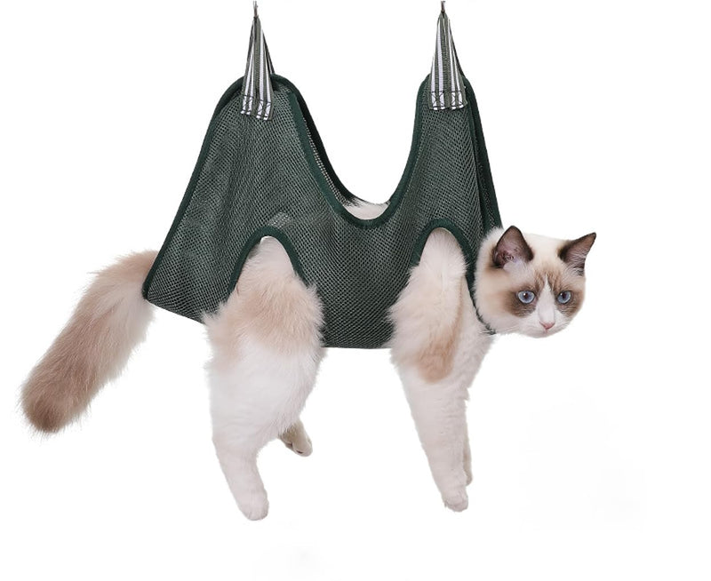 Pet Grooming Hammock Harness for Cats Dogs, Relaxation Pet Grooming Hammock Restraint Dog & Small Animal Dog Grooming Harness Bag (M（ Legs Spacing：4.7-12.6" / Max W：35-50LBS）, Army Green) M（ Legs Spacing：4.7-12.6" / Max W：35-50LBS） - PawsPlanet Australia