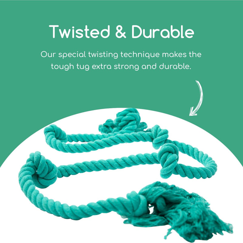 Tumbo Tough Tug Rope Dog Toy - (5 ft Long Strong and Durable Rope Pull Toy with Handle) TUG of WAR Dog Toy (Bahama Blue) Bahama Blue