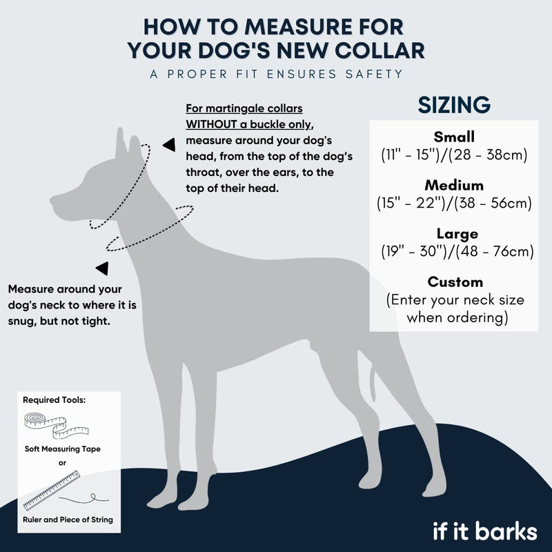 If It Barks - 1.5" Martingale Collar for Dogs - Adjustable - Nylon - Strong and Comfy - Ideal for Training - Made in USA - Large, Black Ice Large (19"-30") w/o Buckle - PawsPlanet Australia