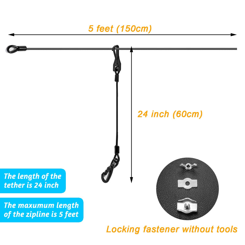Dog Seatbelt, Dog Car Harnesses, Back Seat Leash Made of Coated Wire Rope, Happy Ride Dog Zipline, Great for Travel, Safety Restraint No-Chew Tether Cable Stainless Steel. (5 FT, for 1 Dog) 5 FT - PawsPlanet Australia