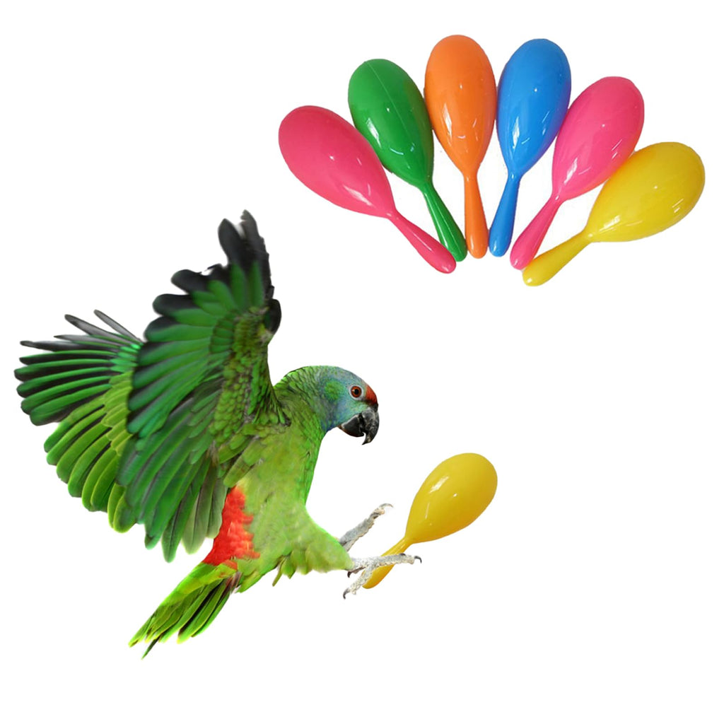 6 Pcs Parrot Rattle Shaker Musical Sound Toy Funny Bell Toys Mini Sand Hammer Bird Parrot Toys for Chicken Bird Parrot Parakeet Cockatiel Budgies Love Birds (Random Color)