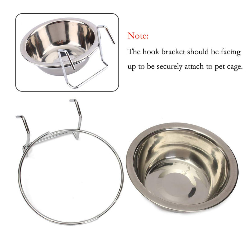 Wontee Pet Bowl Stainless Steel Hanging Food Water Cup Feeder with Hook Detachable for Dogs Cats Kennel, Bird Parrot Rabbit Cage S - PawsPlanet Australia