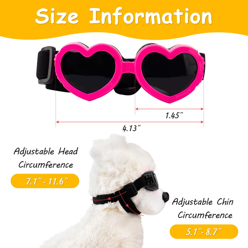 Dog Sunglasses Glasses for Small Breed, Dog Goggles Puppy Sunglasses for UV Eye Protection Anti-Fog Snowproof Wind Dust, Adjustable Doggy Pet Sunglasses for Motorcycle Riding Driving (Pink) Pink