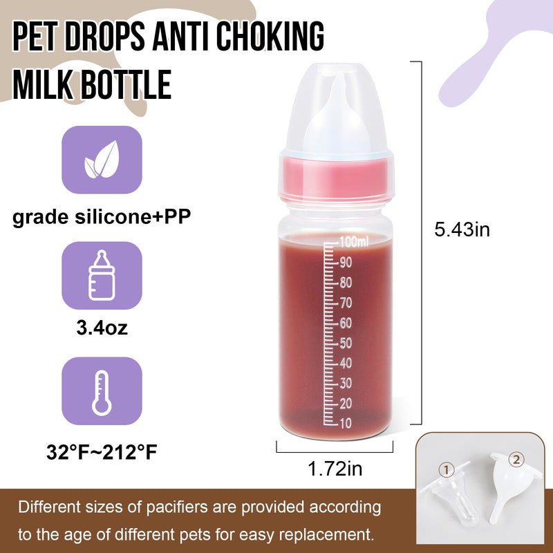 Puppy Kitten Nursing Bottle 3.4oz - Small Animal Feeding Kit with Nipples | Hand Feeding Supplies for Puppies, Kittens, Rabbits, Ferrets & Newborn Pets 1 Count (Pack of 4) Transparent - PawsPlanet Australia