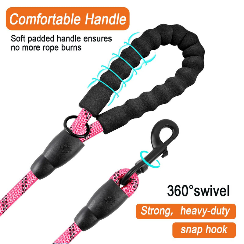 BARKBAY Dog Leashes for Large Dogs Heavy Duty Dog Leash 4/5/6 FT with Comfortable Padded Handle and Highly Reflective Threads for Medium Large Dogs Walking Training Running (5FT-1/2'',Pink) 5 Feet Pink