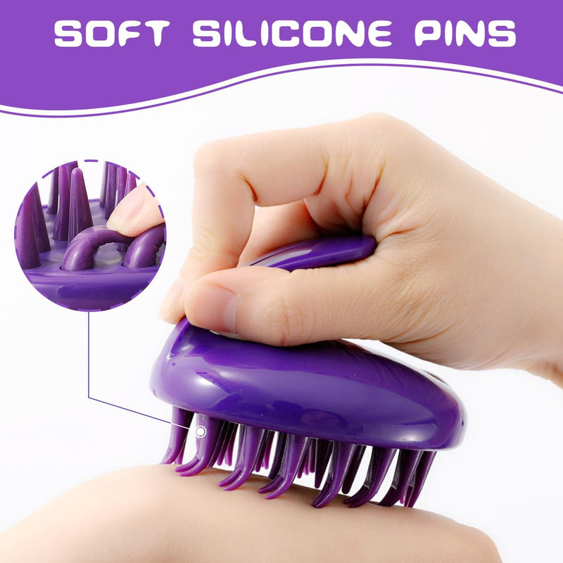 Cat Brush with Soft Rubber Pins, Washable Silicone Pet Brushes for Indoor Cats Kitty - Grooming Shedding Massage & Bath, Removes Hair Mats, Tangles, Loose Fur for Short to Long Haired Purple - PawsPlanet Australia