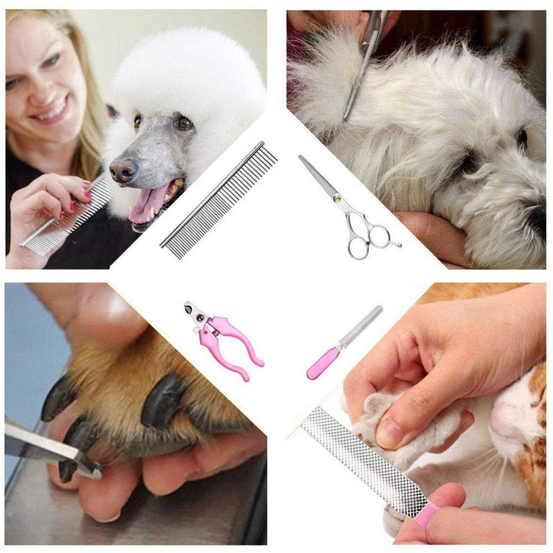 Pet Dog Grooming Clippers - Rechargeable Low Noise Cordless Pet Clippers, Professional Dog Hair Trimmer Grooming Kit with 4 Guide Combs and Cleaning Brush Nail Kits for Dogs Cats Any Animals Gold-1 - PawsPlanet Australia