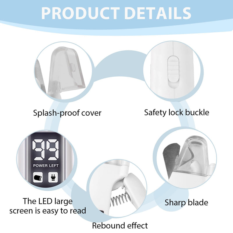 2 in 1 Electric Nail File Dogs, Dog Nails Clippers with Light, Nail Grinder Puppy Dogs, Rechargeable Quiet Electric Cat Claw Grinder with Safety Guard and LED Screen for Kitten Puppy Dog and Cat - PawsPlanet Australia
