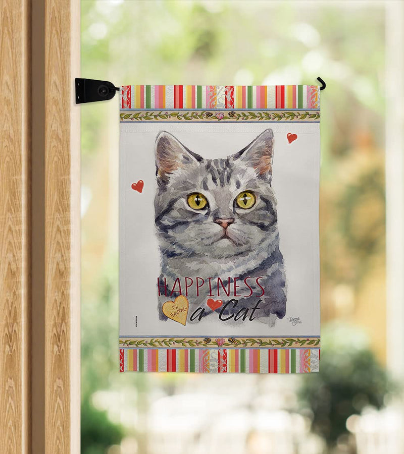 Breeze Decor Red American Short Hair Happiness Garden Flag-Set Mailbox Hanger Cat Kitten Meow Spoiled Paw Fur Pet Nature Farm Animal Creature House Banner Small Yard Gift Double-Sided, Made in USA - PawsPlanet Australia