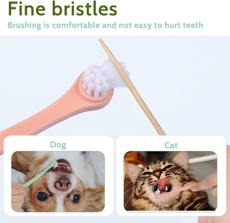 2 Pack Small Pet Soft Toothbrush, Mini Dog Cat Toothbrush with Soft Nylon Bristles, Portable Manual Dental Care Brush for Puppies, Kittens and Small Pets