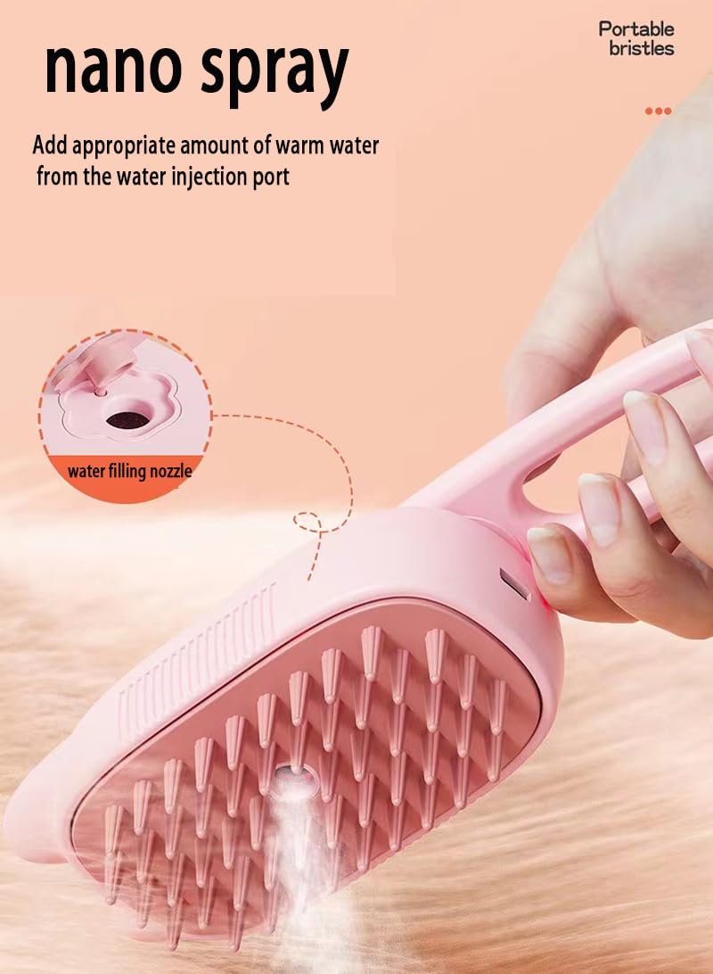 Steam Cat Brush Dog Brush for Shedding Rechargeable Cat Brush Unique Pet Brush The Handle Can be Rotated 360° (pink) pink