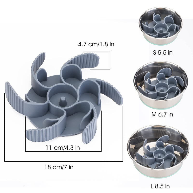 Slow Feeder Dog Bowls Insert [36 Octopus Suction Cups] Super Firm Eating Bowl [Cuttable] for Large Breed and Medium Size Compatible with Regular Elevated (Turbine) Turbine