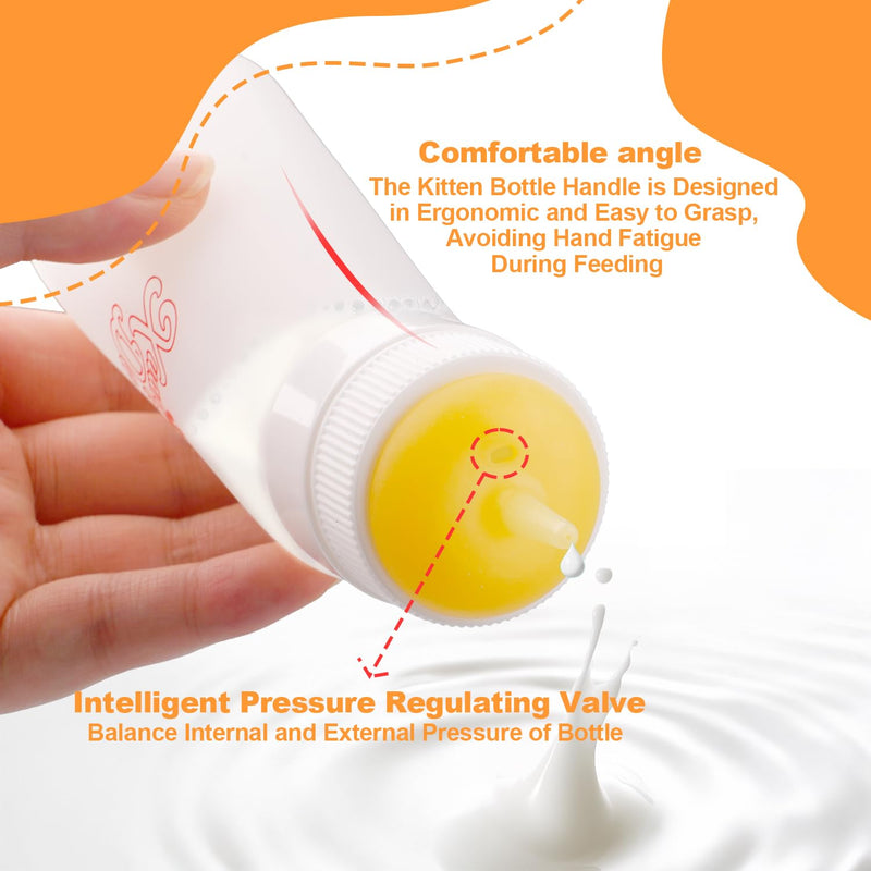 Pet Feeding Nipple with Syringe, Soft Silicone Nursing Pet Feeding Bottle, Ventilation Valve Resistant Tearing for Puppies, Kittens, Rabbit, Small Wildlife (Yellow) 1 Count (Pack of 14) Yellow-M Size - PawsPlanet Australia