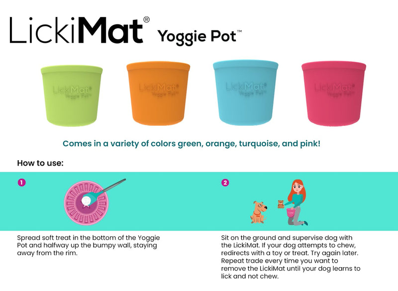 LICKIMAT Yoggie Pot – Distraction, Fun and Enrichment. Long Lasting Rubber Licking Treat Dispenser for All Dog Sizes and Slow Feeder for Small Dogs. The Newest LickiMat Turquoise