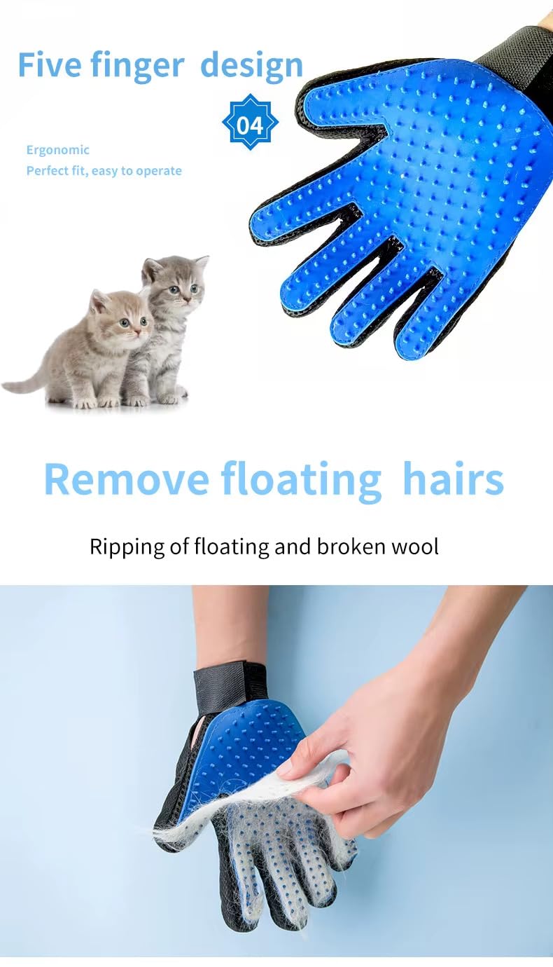 Efficient Pet Grooming Glove - Gentle Shedding Brush for Dogs, Cats, Horses, & more with Long & Short Hair - Right Hand Only (Green) Green - PawsPlanet Australia