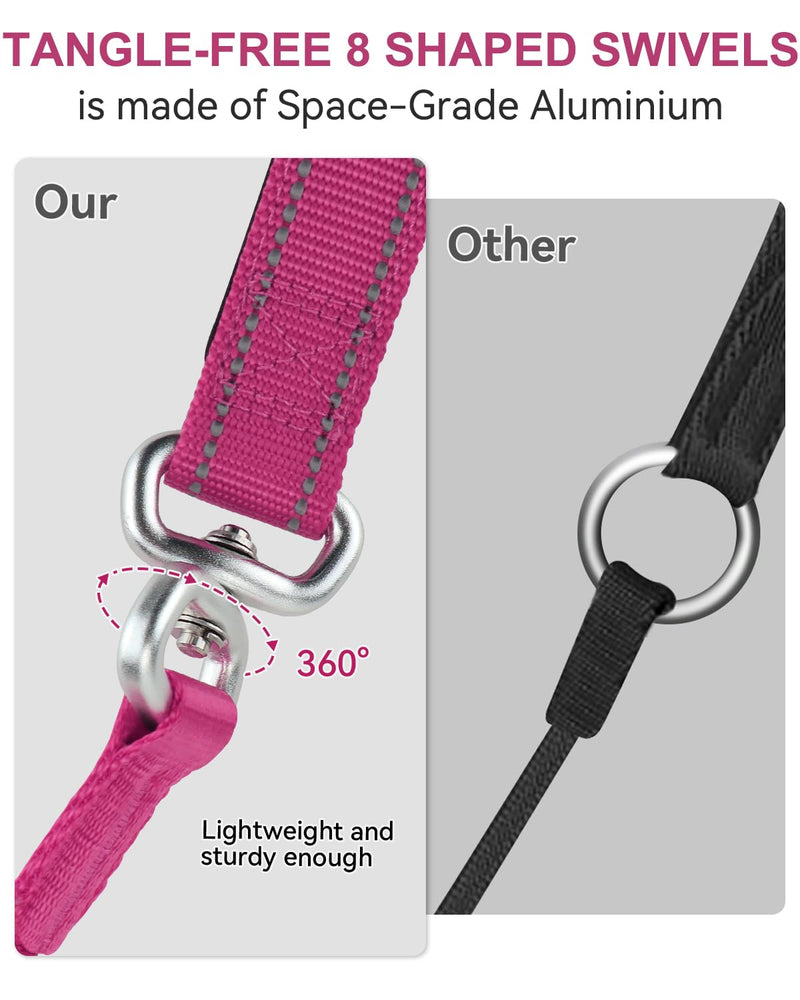 Joytale Tangle-Free Slip Leads for Dogs, 6 FT Slip Leash with Padded Double Handle, Reflective Nylon Training Leash for Small Medium Dogs 15-40 Lbs, Hot Pink 6 Feet(15-40lbs) - PawsPlanet Australia