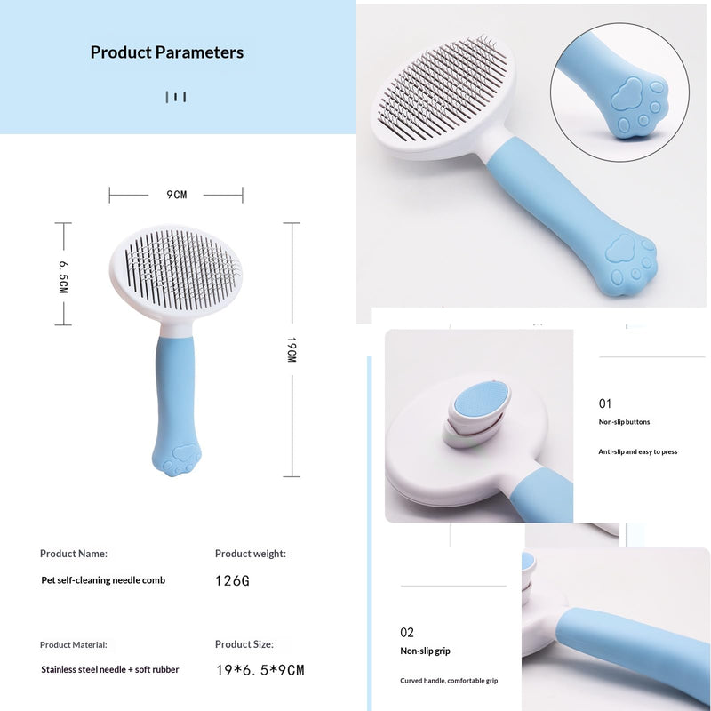 Cat Brush for Shedding for Indoor Cats & Dog Brush for Shedding - Perfect for Long & Short Haired Pets,Pet Brush for Dogs and Cats - Deshedding & Grooming Tool (Blue) Blue