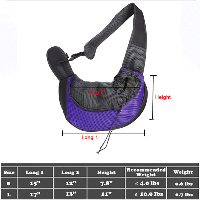 Pet Dog Sling Carrier, Breathable Mesh Portable Travel Safe Pet Sling Shoulder Bag Carrier with Adjustable Non-Slip Shoulder Strap for Small Dogs Cats Puppy Large Purple - PawsPlanet Australia