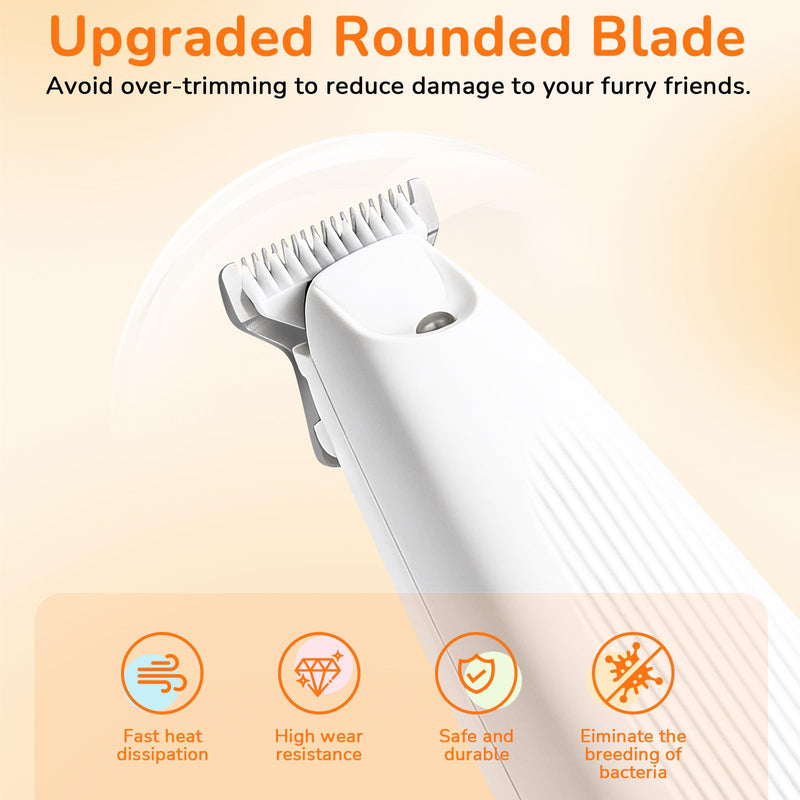 ETACCU Dog Paw Trimmer, Ultra-Quiet Pet Paw Hair Clipper with LED Light - Electric Calm Clippers Shaver for Cats Grooming Tool for Eyes, Ears, Face & Small Areas (White, with Screen Display) White - PawsPlanet Australia