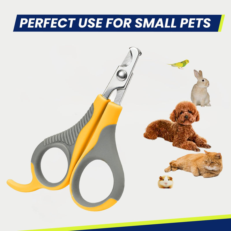 WePet Pet Nail Clippers (No. 07-2), Professional Claw Trimmer, Scissor for Cats, Puppies, Kittens, Hamsters, Rabbits and Small Animals, Sharp, Safe, Small, Grey/Yellow #01 Grey/Yellow - PawsPlanet Australia