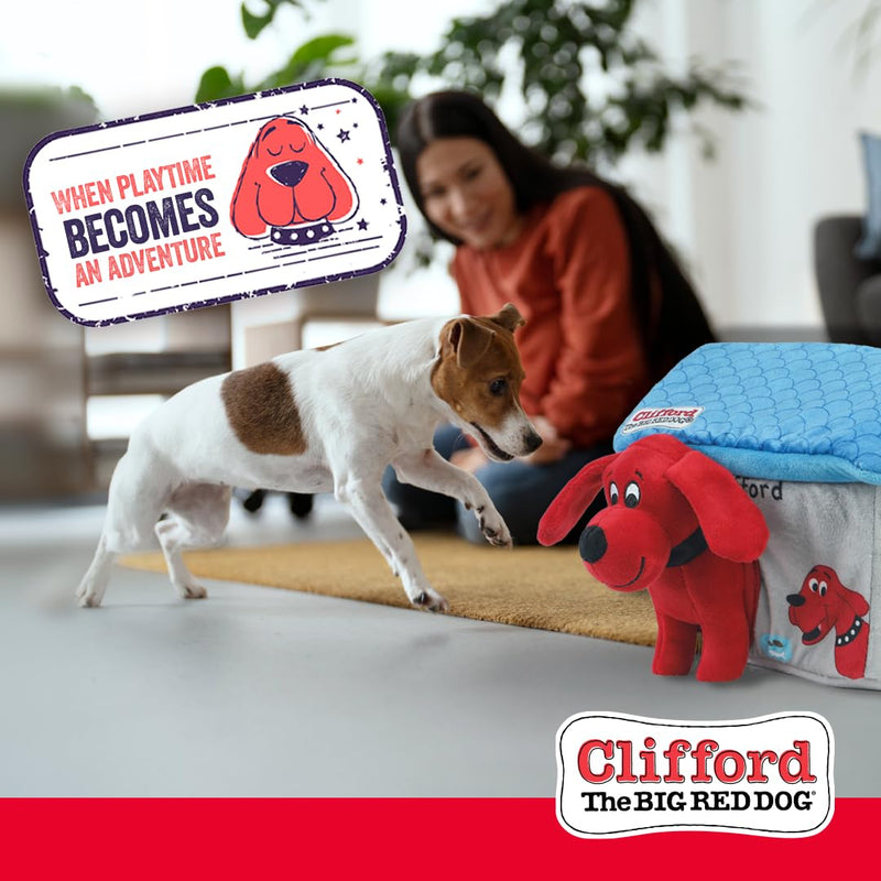 Clifford® Cozy House Puzzle Toys for Dogs | Hide and Seek Mentally Stimulating Toys for Dogs | 7.9" Plush Dog Toy, Extra Characters, Squeakers, Crazy Crinkle Fun - PawsPlanet Australia