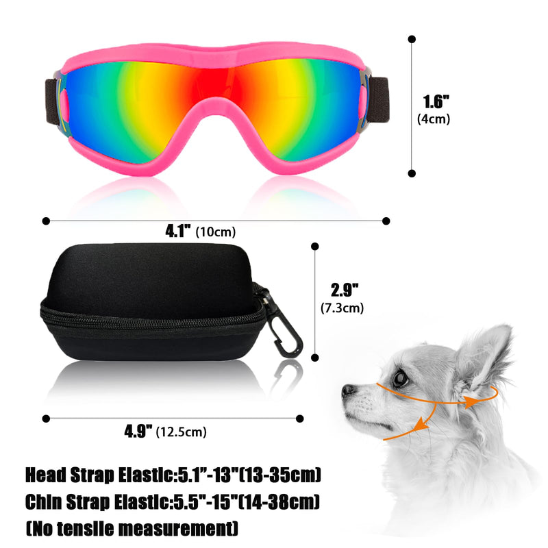Mitubati Dog Goggles Small Breed Dog Sunglasses with Adjustable for UV Protection Eyewear Doggy Doggie Puppy Glasses Anti-Fog Wind Dust Snowproof (Pink Frame Red Lens) Pink Frame Red Lens - PawsPlanet Australia