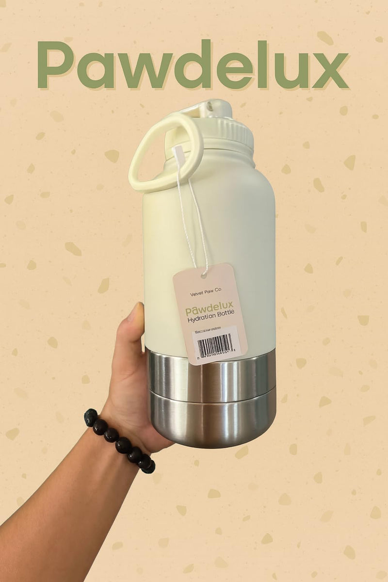Pawdelux Hydration Bottle – Portable Dog Water Bottle with Leak-Proof Lid & Detachable Bowl – Travel-Friendly, BPA-Free, 32 oz - PawsPlanet Australia