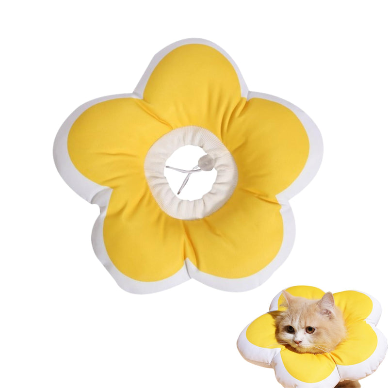 POPETPOP Soft Cat Cone Collar – Waterproof Recovery Elizabethan Collar Prevents Licking & Biting, Lightweight Washable Fabric Flower Design for Post-Surgery Healing, Fits Cats & Kittens