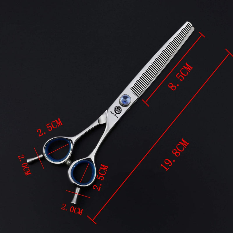 Purple Dragon Touch Pet Blenders Shears, 7.0" 50-Tooth Thinning Scissor for Dogs, 440c Japanese Stainless Steel Texturizers Dog Thinning Shears(Blue) Blue - PawsPlanet Australia
