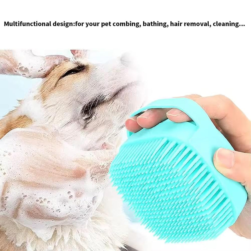 Pet Bath Massage Brush with Soap Dispenser, Soft Silicone Grooming Tool for Dogs Cats - PawsPlanet Australia