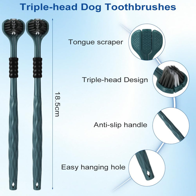 HOTUT 8Pcs Dog Toothbrush Set,Dog Finger Toothbrush,Triple-Head & Dual-Head Triple Heads,Tongue Pet Toothbrushes,Multi-Angle Puppy Dental Teeth Cleaning,Remove Plaque & Tartar Fights Bad Breath