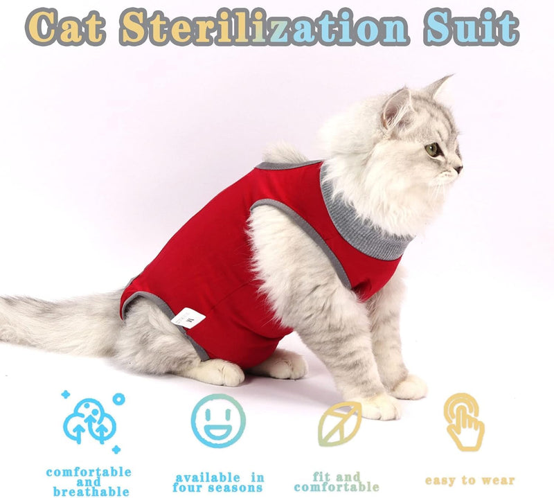 Cat Body After Surgery Castration Pet Medical Surgical Shirt Surgery Recovery Suits for Cats Style: red l