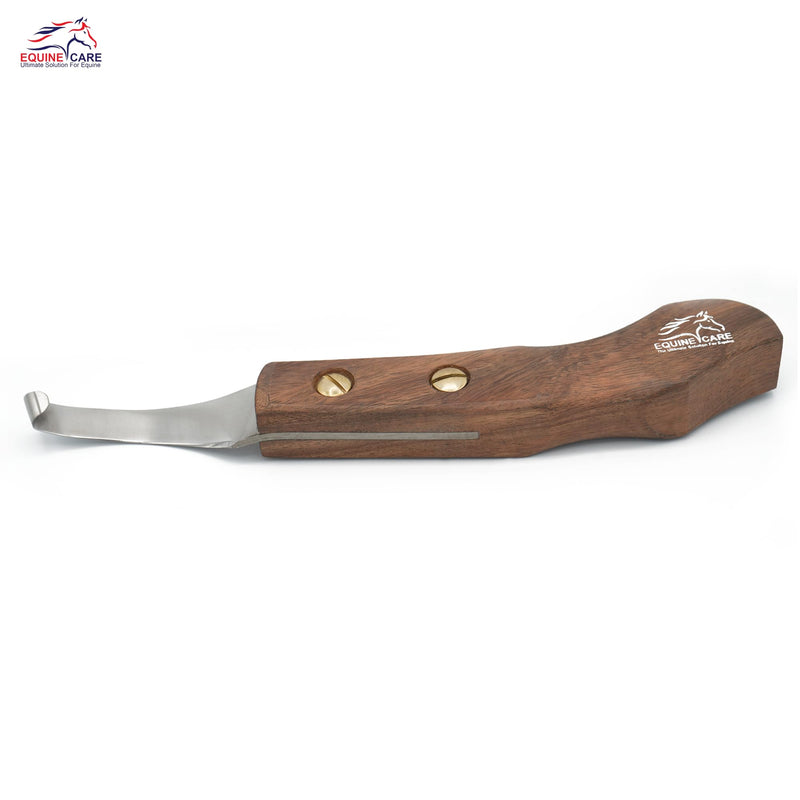 Equine Care Right-Handed Hoof Knife – Ultra-Sharp J2 Steel Blade | Professional Farrier Hoof Knife & Horse Hoof Trimmer | Ergonomic Wooden Handle for Horses & Livestock Hoof Care Right Handed