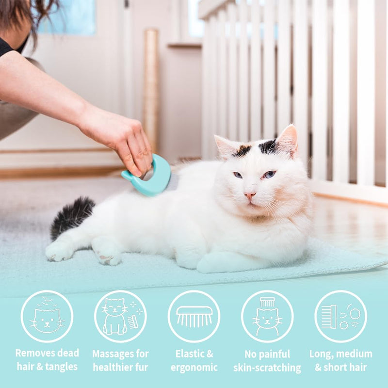 Leo's Paw The Original Pet Hair Removal Massaging Shell Comb Soft Deshedding Brush Grooming and Shedding Matted Fur Remover Dematting tool for Long and Short Hair Cat Dog Puppy Bunny (Mint) Mint