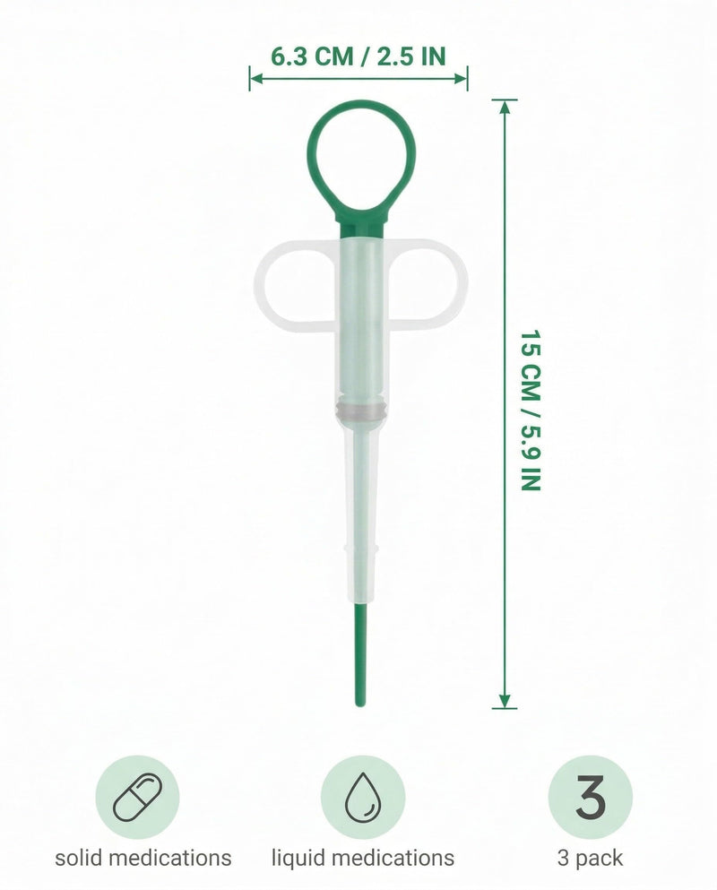 3 Pieces Tablet Dispenser for Cats, Medication Feeder Pet Pusher Shooter Pill Feeder Pet Medication Syringe Dogs Pet Feeders for Cats Dogs Small Animals (Green)