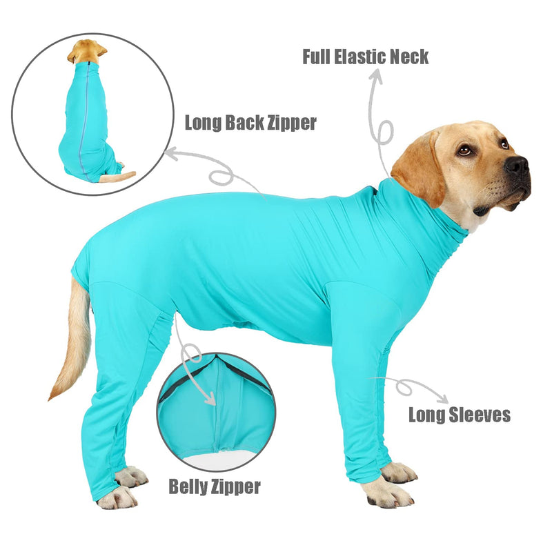 HDKUW Dog Recovery Suit - Onesie for Post-Surgery & Anxiety Calming - Blue L