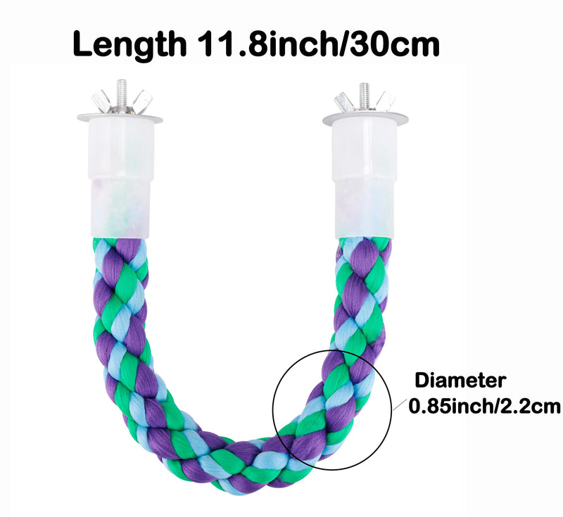 2Pcs 11.8’’Bird Rope Perches,Bendable Climbing Standing Chew Cage Toys Unique&Simulate Natural Color Bungee Toys for Small to Regular Size Birds green,purple,blue 11.8''x2