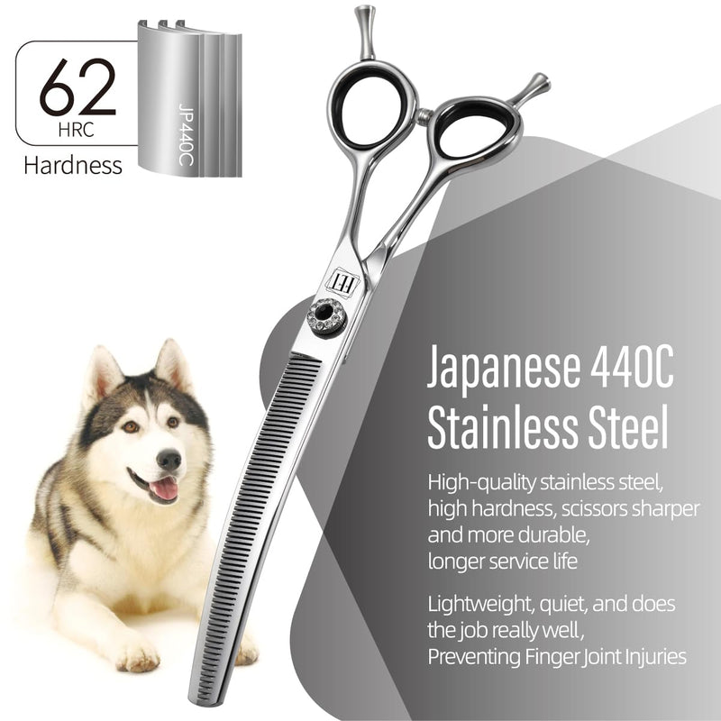 Dog Grooming Scissors: 7.0 inch Professional Pet Curved Thinning Shears Made Of Japanese 440C Advanced Stainless Steel for Dogs Cats and Other Pets - PawsPlanet Australia