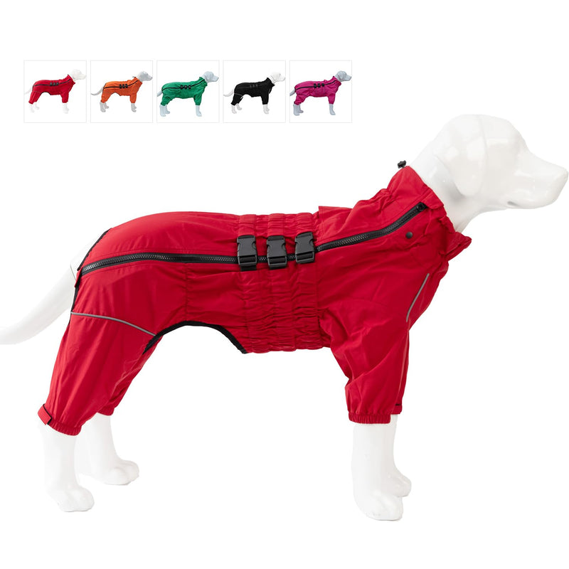 Dogs Waterproof Jacket, Lightweight Waterproof Jacket Reflective Safety Dog Raincoat Windproof Snow-Proof Dog Vest for Small Medium Large Dogs Red M M (back 12")