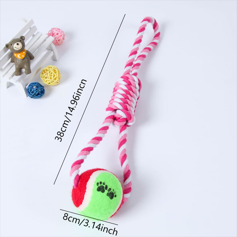 Dog Ball and Cotton Rope Dog Toy, Interactive Dog Toy with Tennis Balls,Indoor and Outdoor Tug Toy for Dogs with Cotton Rope for Durable Dog Toys for Small, Medium, and Large Dogs (Blue) blue - PawsPlanet Australia