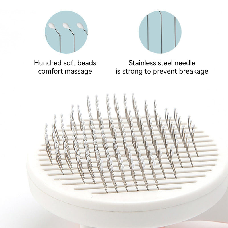 Pet Grooming Brush, Self Cleaning Slicker Brush for Dogs Cats, Gently Removes Loose Undercoat, Mats Tangled Hair, for Pet Massage- Upgraded (Pink) - PawsPlanet Australia
