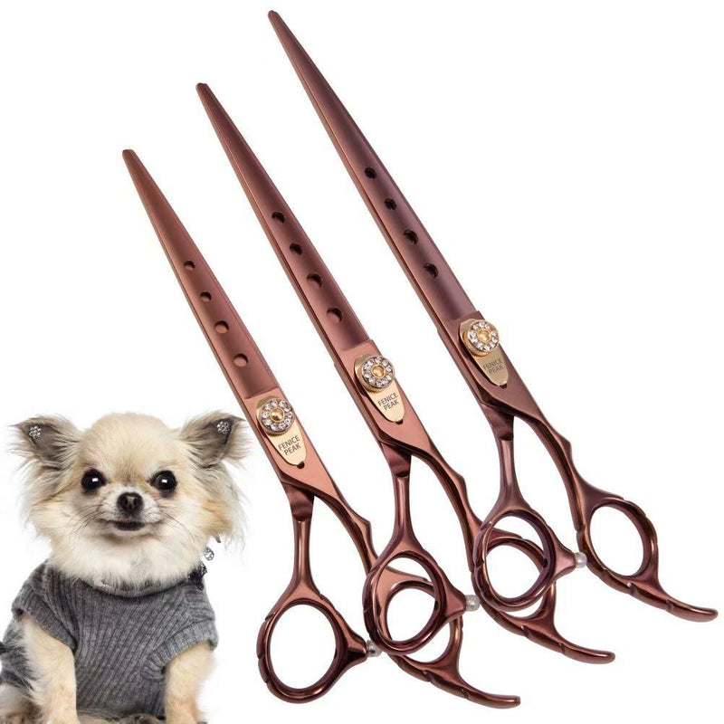 Fenice Peak Dog Grooming Scissors Pet Cutting Scissors Professional Dog Scissors for Grooming Shears for Dogs and Cats 440C Japanese Stainless Steel Dog Trimming Shear Edge Scissors(7'') 7'' - PawsPlanet Australia