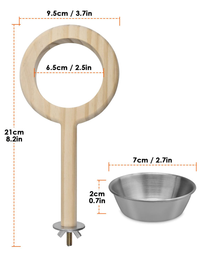 KATUMO Bird Perch Bird Feeding Cup Parrot Wood Perch Stand Toy Bird Cage Accessory for Parakeet Lovebird Conure Budgie Canary Finch Small Parrots L Perch - PawsPlanet Australia
