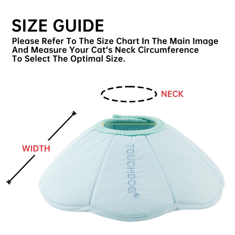Touchdog Soft Cat Cone Collar, Waterproof Recovery Collar for Cats After Surgery, Lightweight Elizabethan Collar for Kittens, Small to Large (Blue, M) BLUE M-Neck:8.6-10.2"