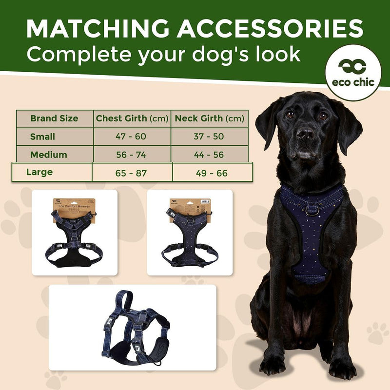 Eco Chic Recycled Comfort Pet Harness Adjustable No-Pull Reflective Padded Dog Vest Harness (Stars and Moons Navy Large) - PawsPlanet Australia