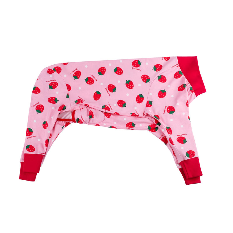 Dog Recovery Suit After Surgery Soft Long Sleeve Dog Neuter Shirt Cone Alternatives, Prevent Licking Dog Surgical Onesies for Large Medium Dog Shedding Suit (5X-Large, Strawberry) 5X-Large