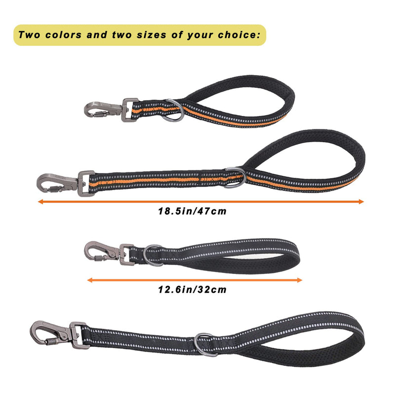 Nylon Short Dog Leash for Dog Training, Traffic Padded Handle, Short Dog Lead for Training Control, Reflective Threads Pet Leashes for Large Dogs and Medium Dogs(Black12.6 inch) Black 12.6in - PawsPlanet Australia