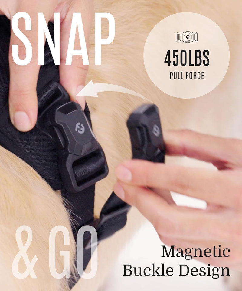 2026 New Edition, Fei & Eve MagEase Dog Harness - 3-Second Magnetic Buckles | 3-Point No-Pull Control | Heavy-Duty 900D Nylon | Dual Safety Handles | Breathable Mesh | Adjustable Fit | X-Large, Pink XL - PawsPlanet Australia