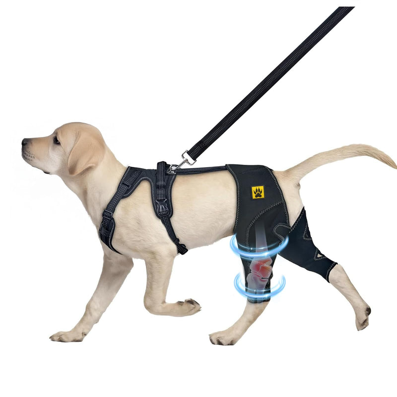 Dog Knee Brace for Cruciate ligament, Dog back Hind Leg Support Protector for Torn ACL Injuries，Recovery Aid, Warm Joint & Relief Pain, Premium Diving Cloth (Black, L) Black