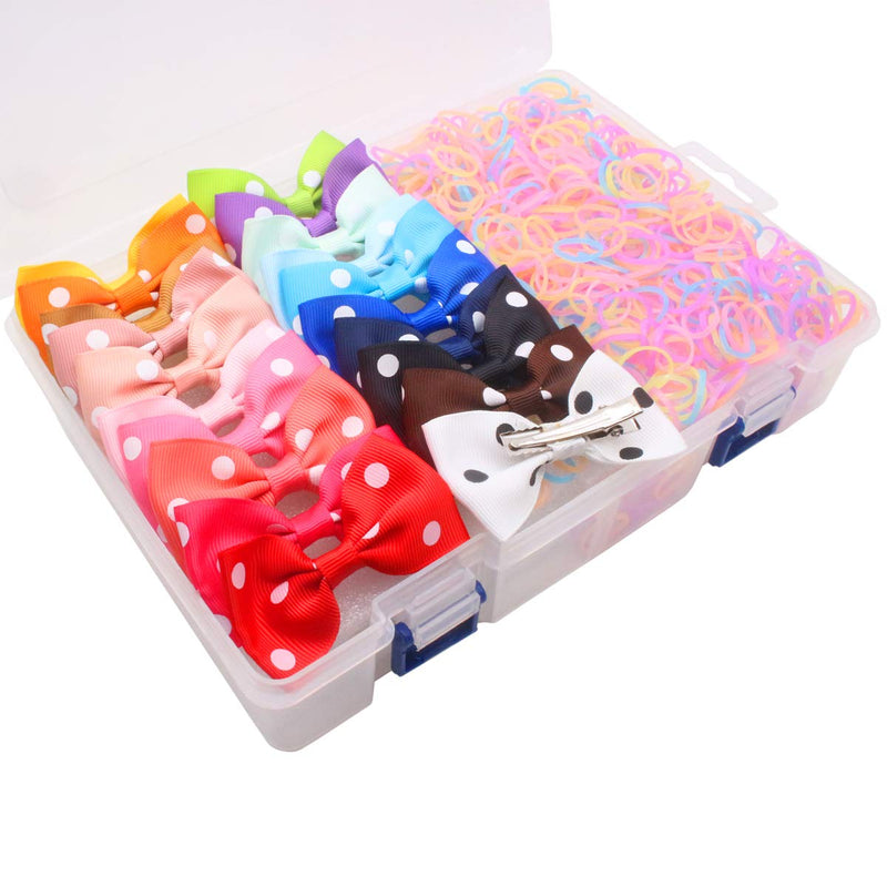 YOY 20 Adorable Pet Dog Hair Bows with Clips & 1000 Rubber Bands & 1 Steel Grooming Comb Set for Groomer,Puppy Top Knot Bowknot Doggy Ponytails Braids and Dreadlocks Cat Kitty Accessories 20 Bows 1000 Bands-F - PawsPlanet Australia